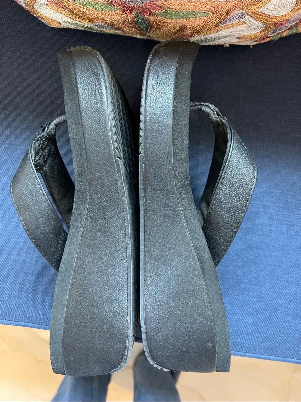 Volatile Black Perforated Foam Thong Sandals